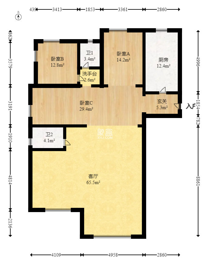 建投象山國際 4室3廳2衛 155.00萬