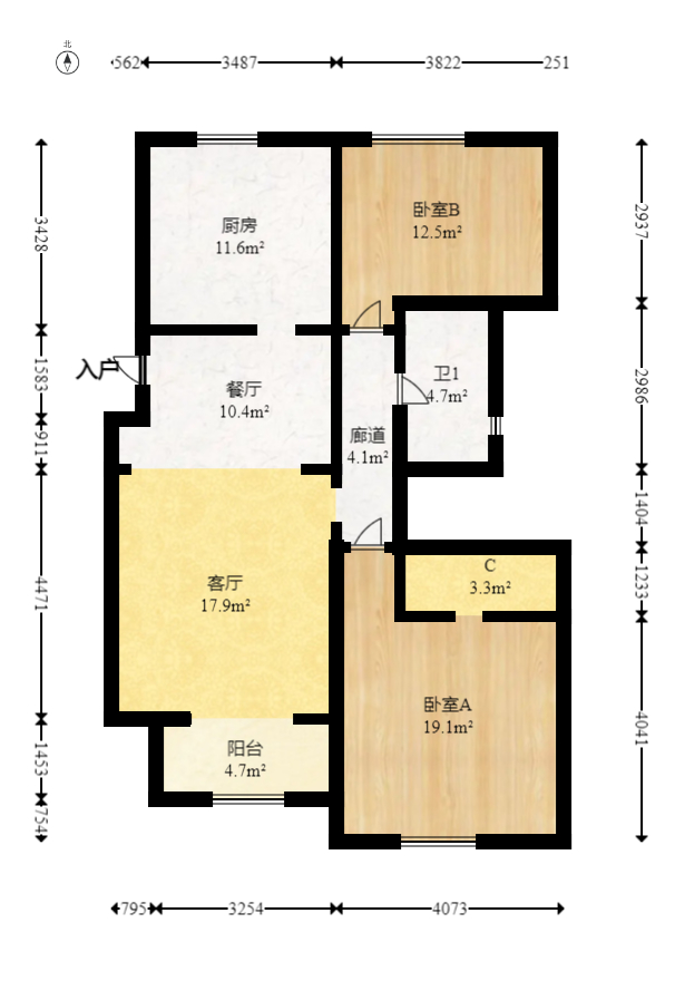 洋湖时代  4室2厅1卫    89.5万室内图1