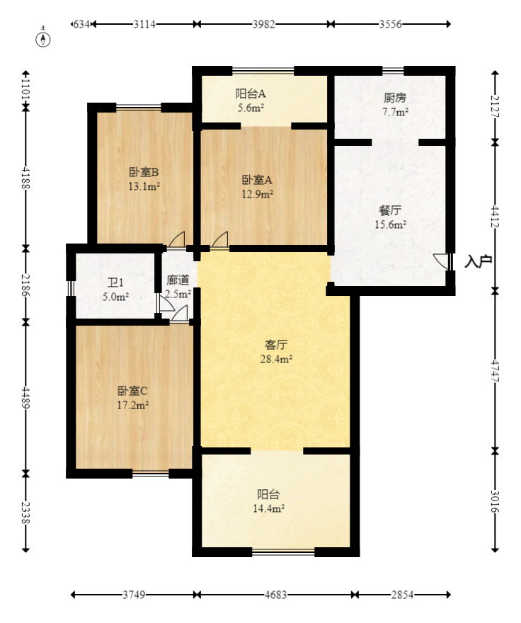 中建麓山和苑  3室2厅1卫   78.00万室内图1
