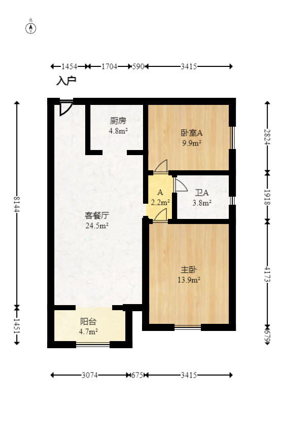 兰亭都荟（璟峰苑）  2室2厅1卫   108.00万室内图1