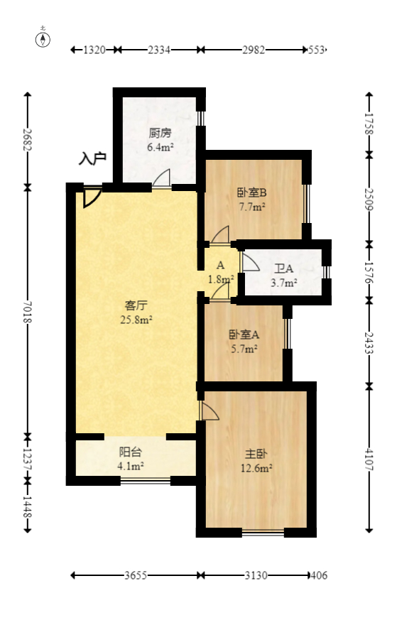 胜家雅苑  3室2厅1卫   115.00万室内图1