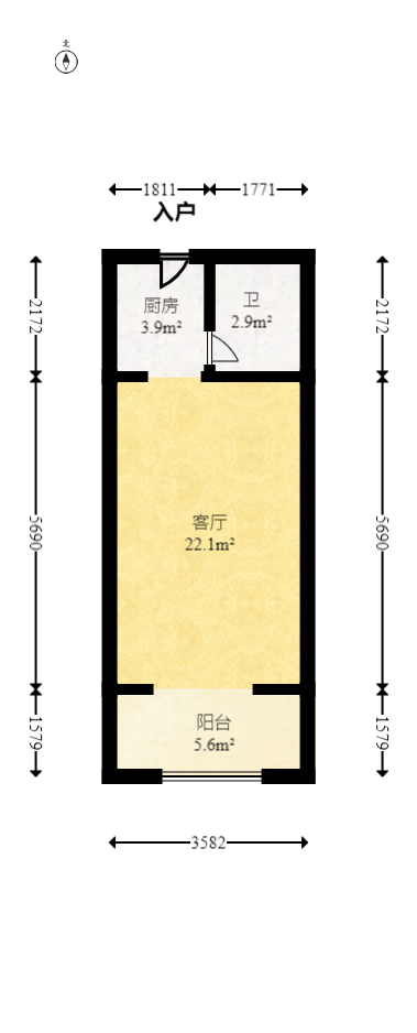 君康家园（梅溪湖七喜街）  1室1厅1卫   83.00万室内图1