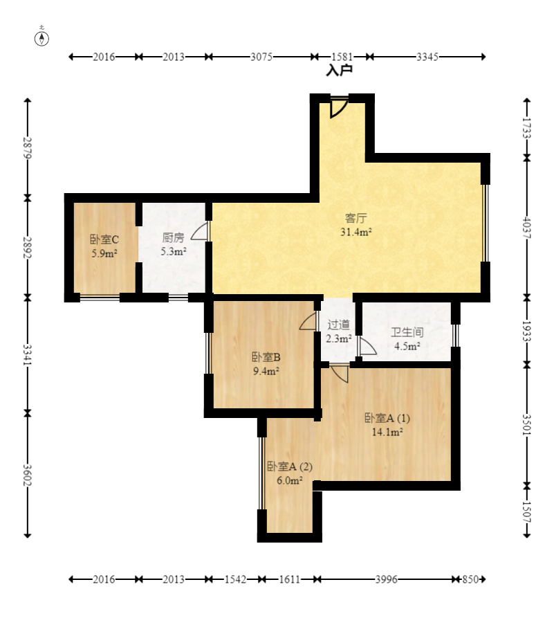 美麓阳光  3室2厅1卫    88.0万 美麓阳光  3室2厅1卫    88.0万户型图