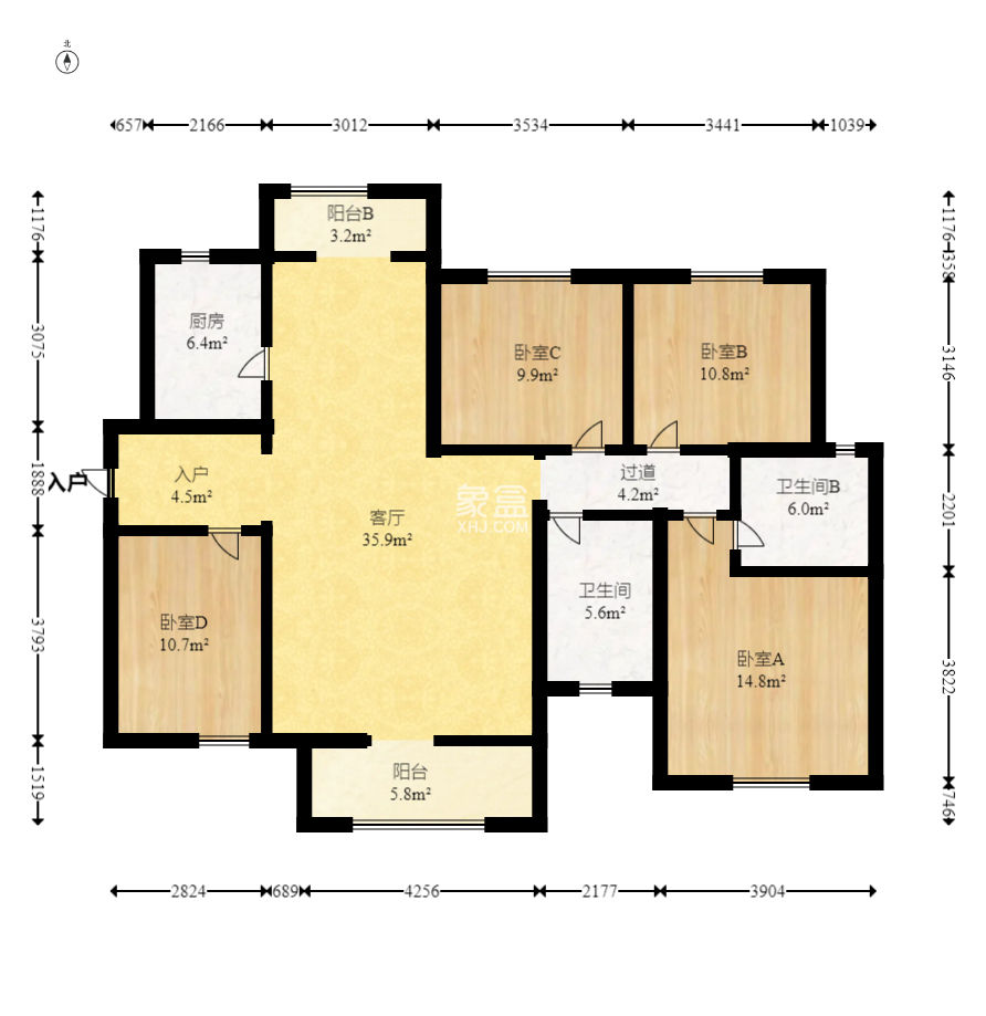 中建梅溪湖中心  4室2厅2卫   294.80万