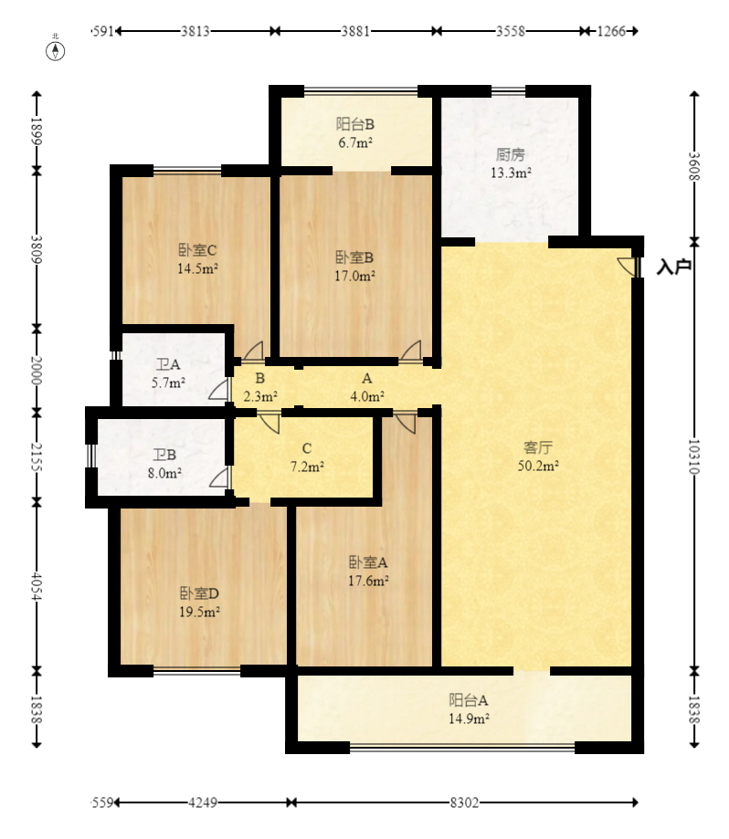 城发恒伟东风映1897 4室2厅2卫 278.0万 城发恒伟东风映1897 4室2厅2卫 278.0万户型图