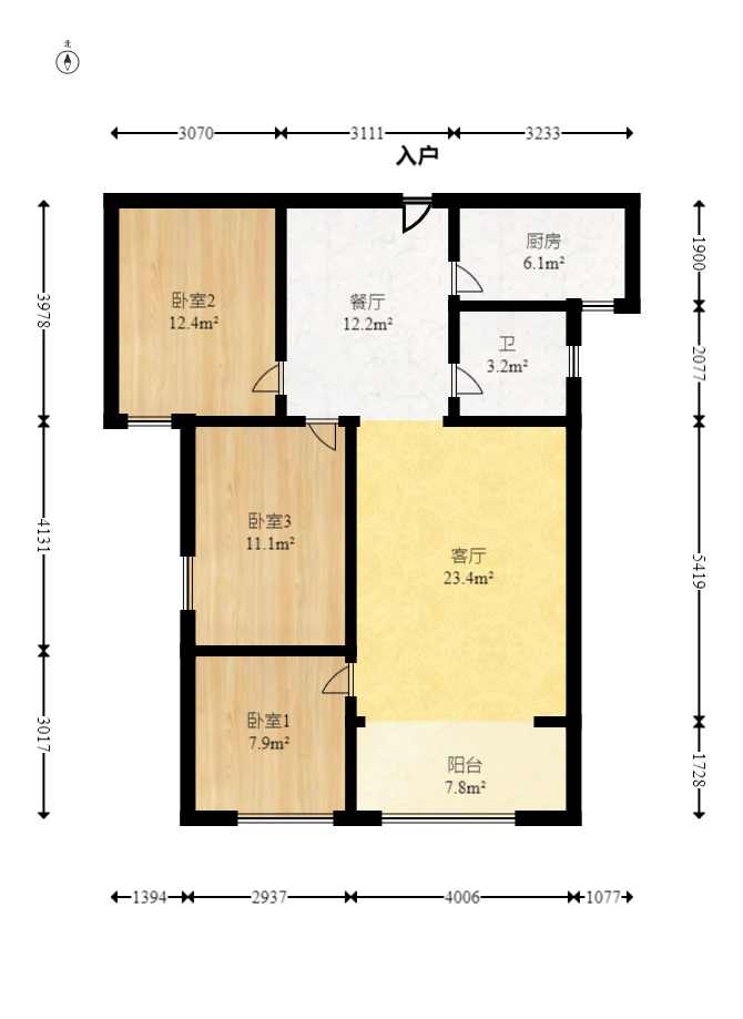 瑞都华庭（华庭美苑）  3室2厅1卫    82.0万室内图1