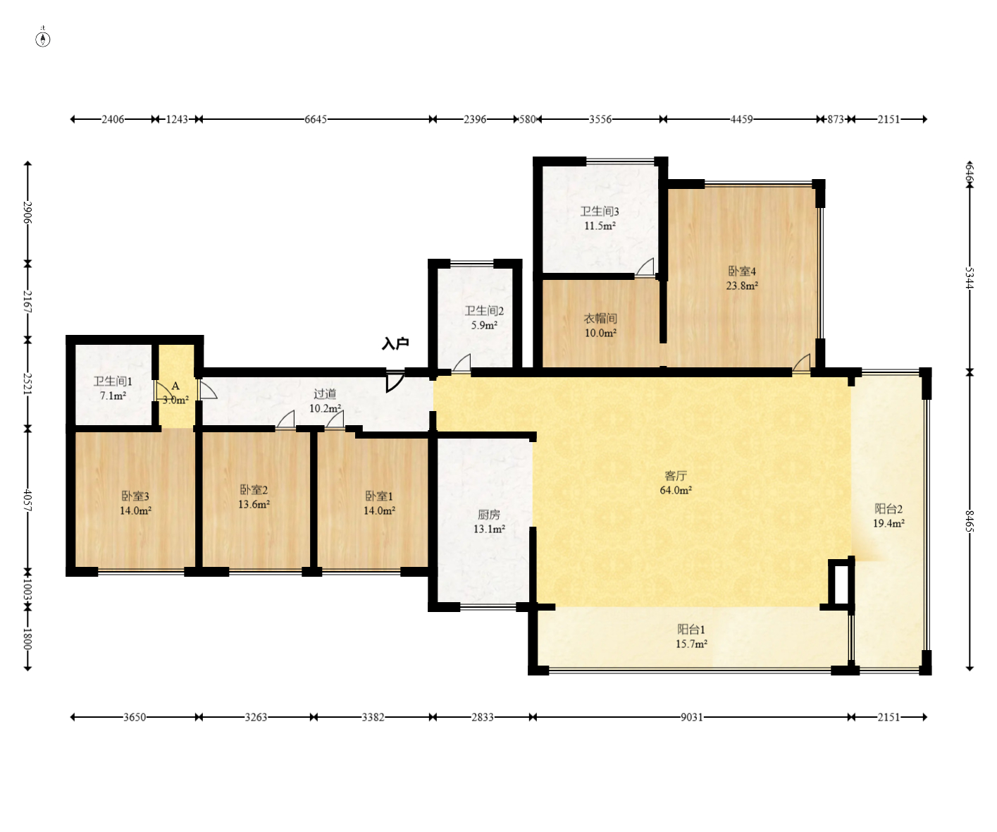 越秀湘江星汇城一期 4室2厅3卫 260.0万 越秀湘江星汇城一期 4室2厅3卫 260.0万户型图