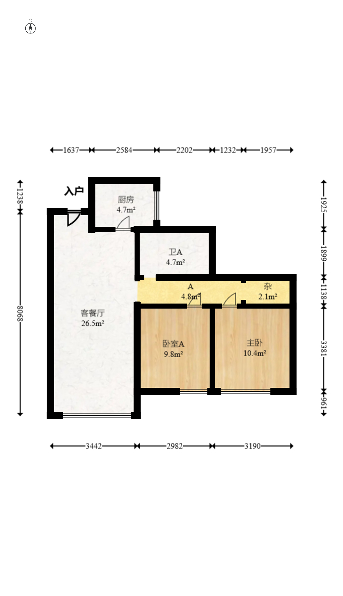 世茂铂翠湾四期（世茂悦享）  3室2厅1卫   140.00万室内图1