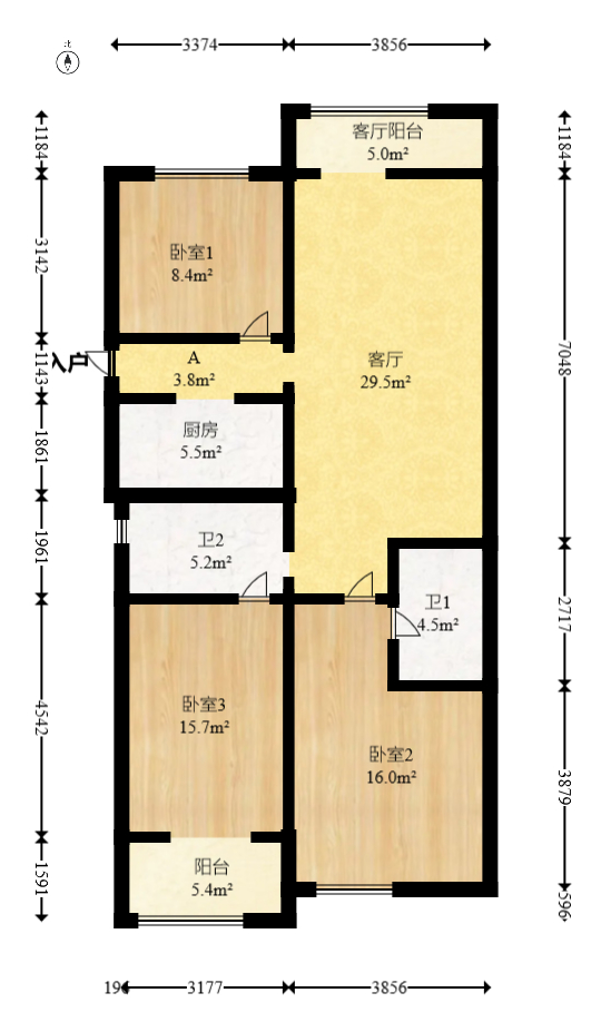 湘江雅颂居 3室2厅2卫 114.0万 湘江雅颂居 3室2厅2卫 114.0万户型图