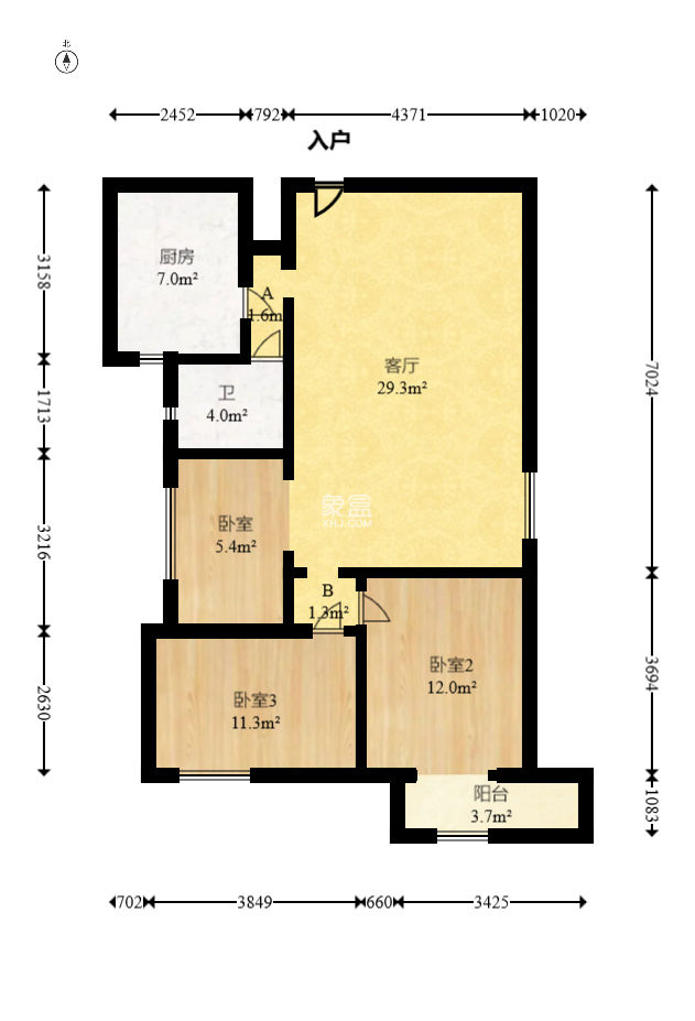 长房时代城  3室2厅1卫   85.00万