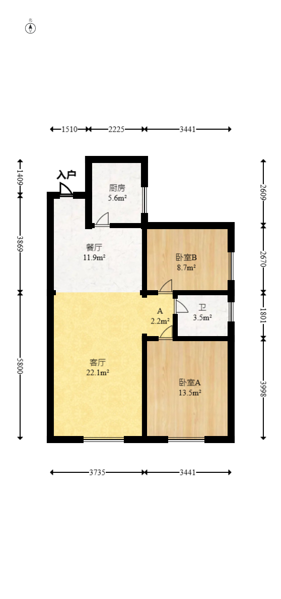 丽发新城  2室1厅1卫   50.80万室内图1