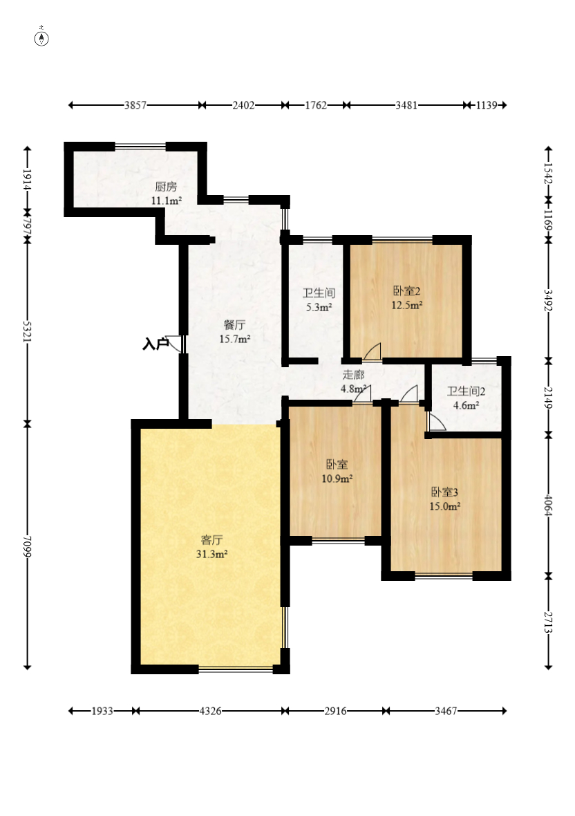 和泉嘉园  3室2厅2卫    90.0万 和泉嘉园  3室2厅2卫    90.0万户型图