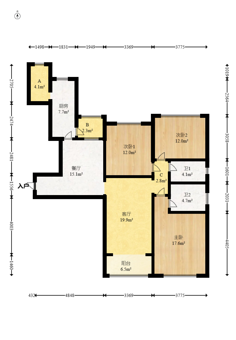 恒大翡翠华庭  3室2厅2卫    133.8万 恒大翡翠华庭  3室2厅2卫    133.8万户型图