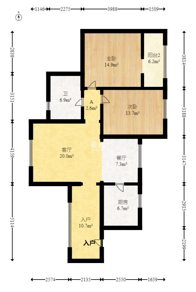 湘江世纪城豪江苑  2室2厅1卫   98.00万