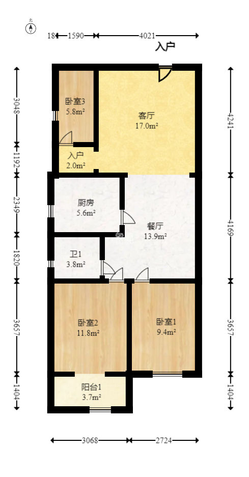 高桥财富大厦  3室2厅1卫    70.88万