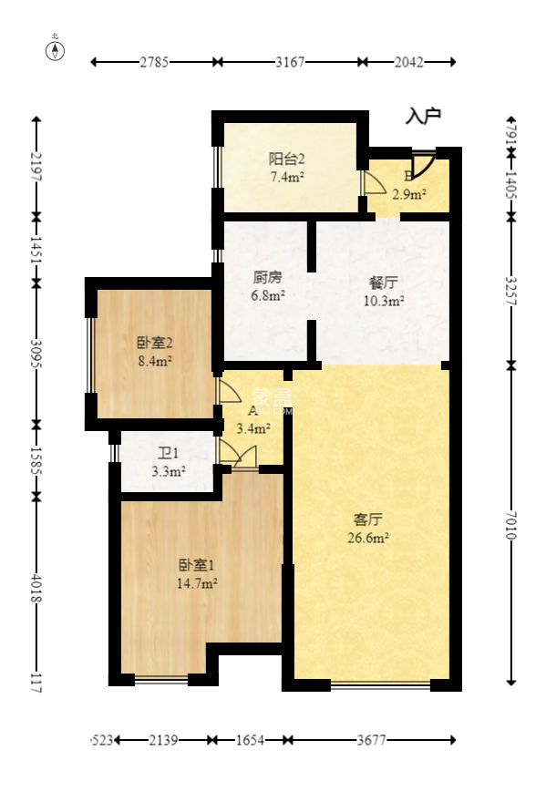 嘉宇盛世华章  3室2厅1卫   87.00万