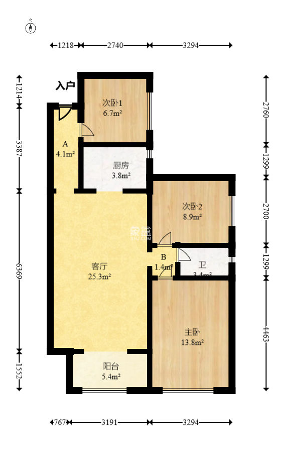 家和院 3室2廳1衛 64.00萬