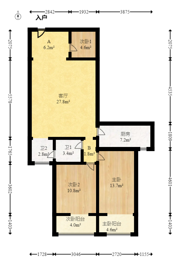 锦璨家园 2室2厅1卫 58.8万 锦璨家园 2室2厅1卫 58.8万户型图