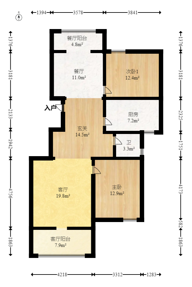北城天籁 3室2厅1卫 53.8万 北城天籁 3室2厅1卫 53.8万户型图