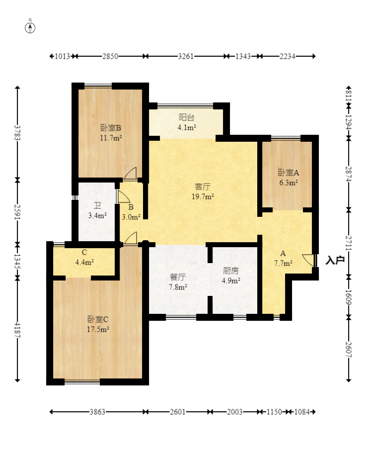 佳兆业水岸新都  3室2厅2卫   51.30万室内图1