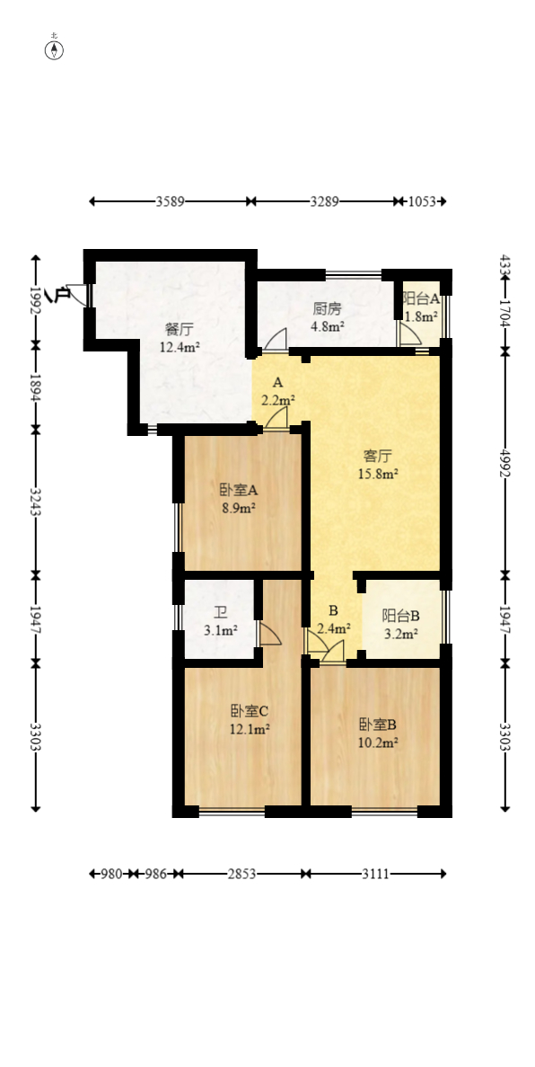 宜家湘颂(景致雅苑) 3室2厅1卫 62.0万 宜家湘颂(景致雅苑) 3室2厅1卫 62.0万户型图
