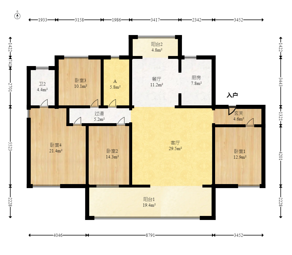 润和湘江天地AB区  4室2厅2卫    198.0万 润和湘江天地AB区  4室2厅2卫    198.0万户型图
