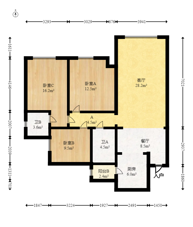 七里香榭 3室2厅1卫 62.8万 七里香榭 3室2厅1卫 62.8万户型图