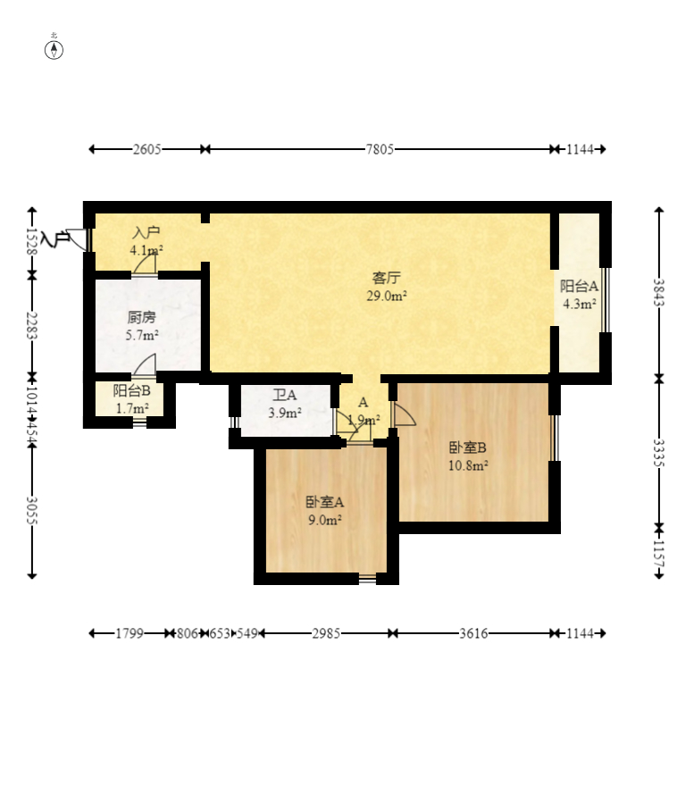 蓝光幸福满庭 2室2厅1卫 61.0万 蓝光幸福满庭 2室2厅1卫 61.0万户型图
