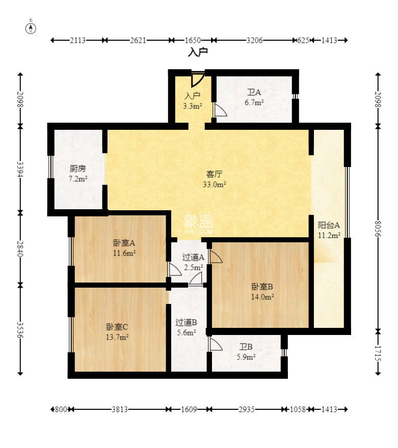 奥园誉景华府  3室2厅2卫   102.80万
