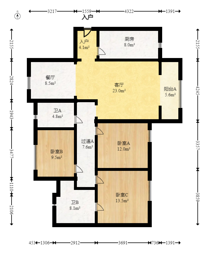 中建嘉和城凤凰台（中建瑞兴家园）  3室2厅2卫   111.60万室内图1