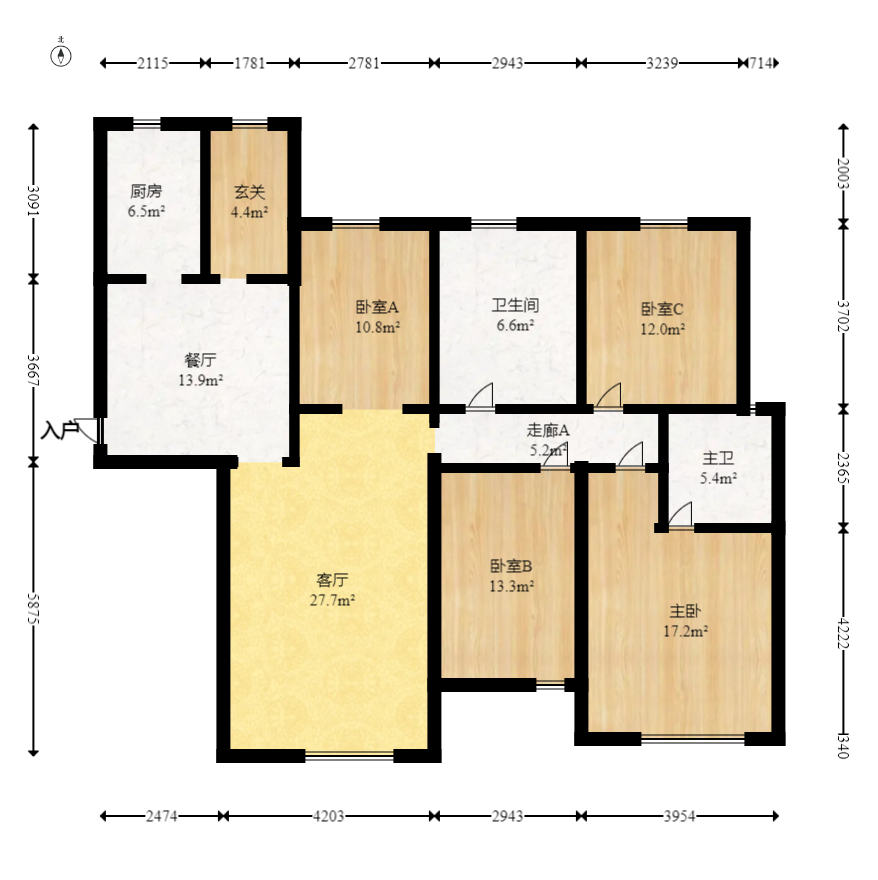 保利花园  4室2厅2卫   157.00万室内图1
