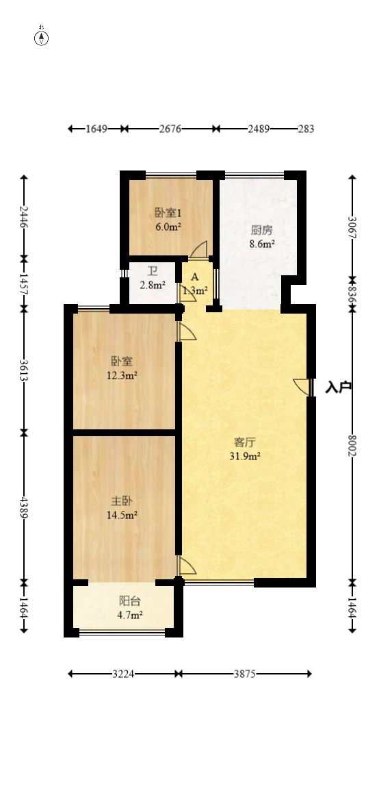 星典时代  3室2厅1卫   82.00万室内图1