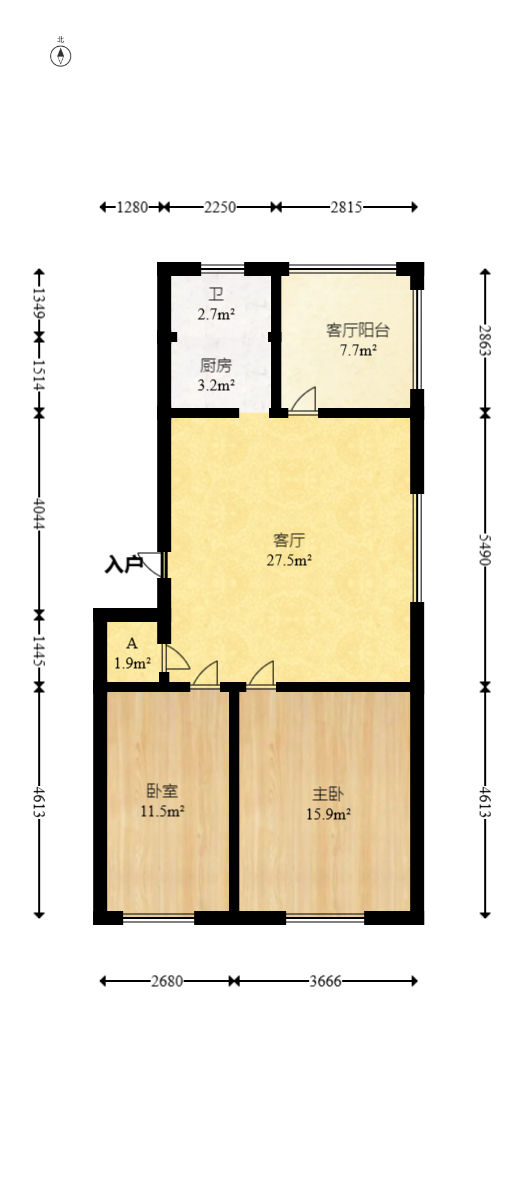 湘绣城  2室1厅1卫   32.00万室内图1