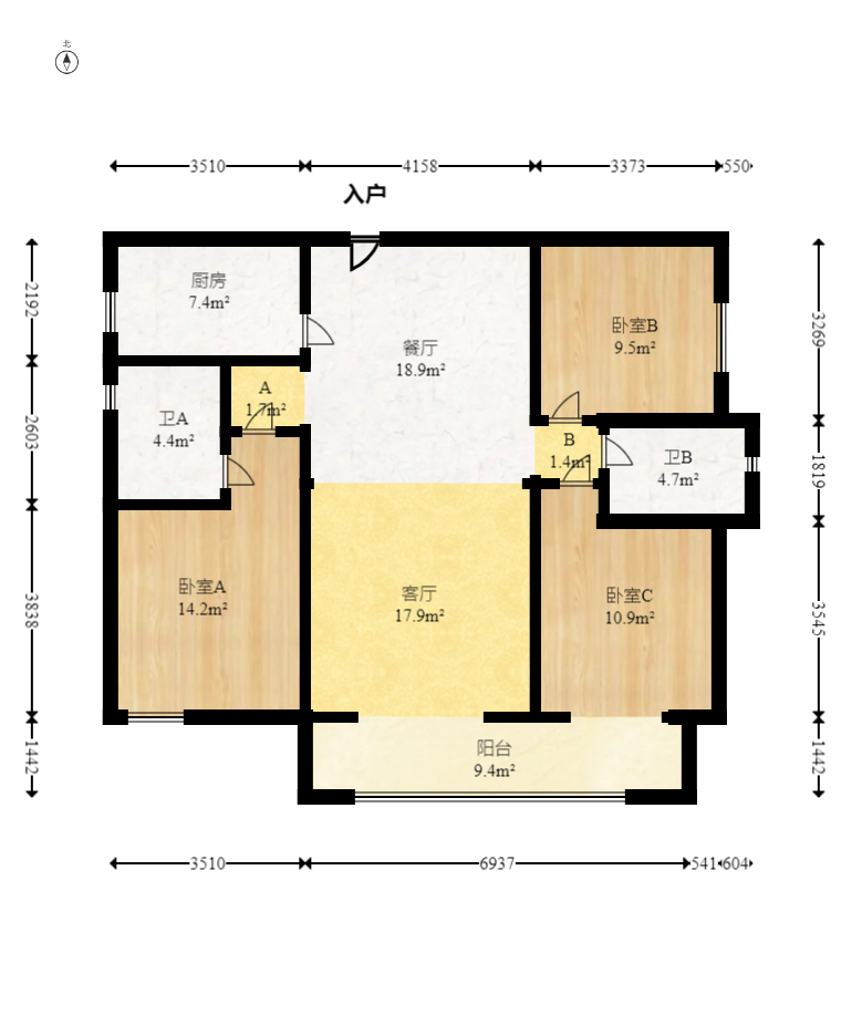 中建璟和城  3室2厅2卫   103.00万室内图1