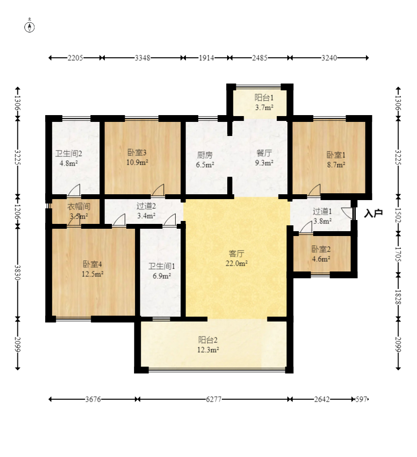 长燃润和天地(长润小区印湘江) 4室2厅2卫 108.0万 长燃润和天地(长润小区印湘江) 4室2厅2卫 108.0万户型图