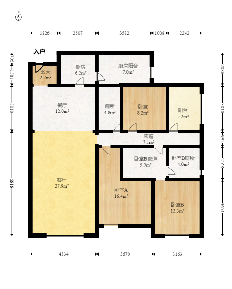 兰亭湾畔  3室2厅2卫   165.00万室内图1