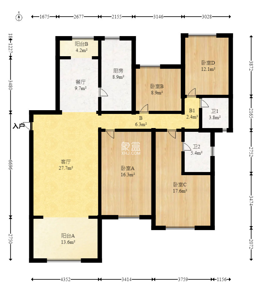 明昇壹城（明昇时代广场）一期  4室2厅2卫    278.0万
