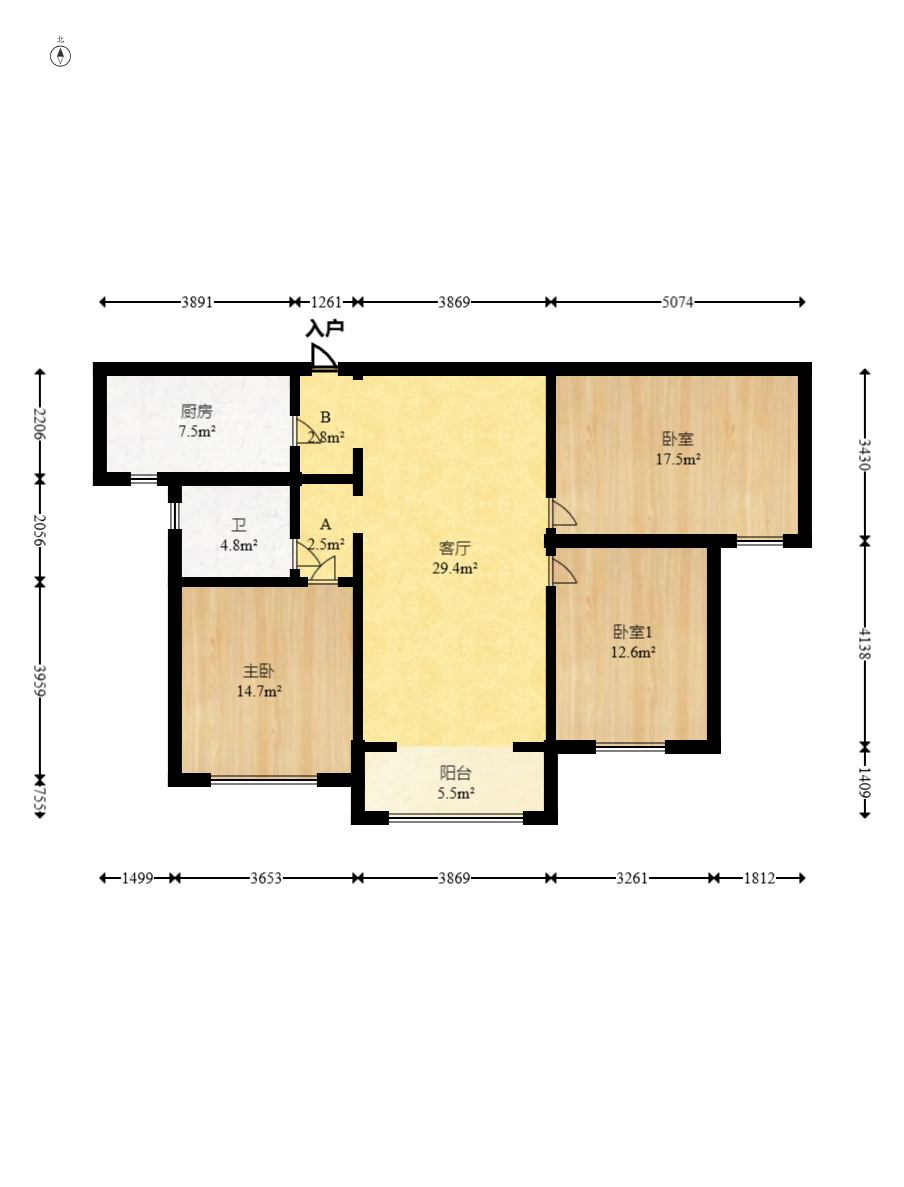 运达锦绣广场  3室2厅1卫    130.0万 运达锦绣广场  3室2厅1卫    130.0万户型图