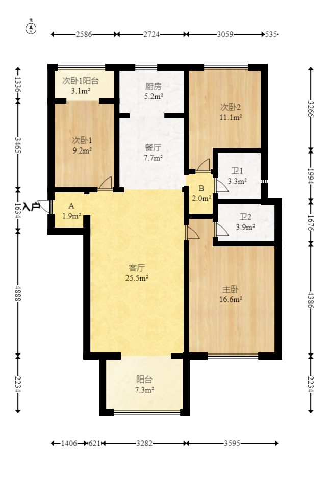 碧桂园中央花园 3室2厅2卫 112.0万 碧桂园中央花园 3室2厅2卫 112.0万户型图