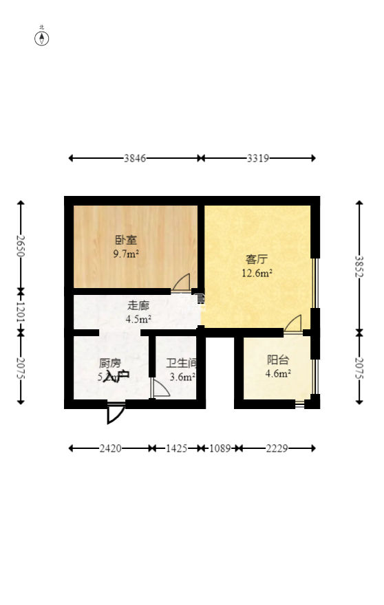 I尚国际（元泰大厦)  1室1厅1卫   38.00万