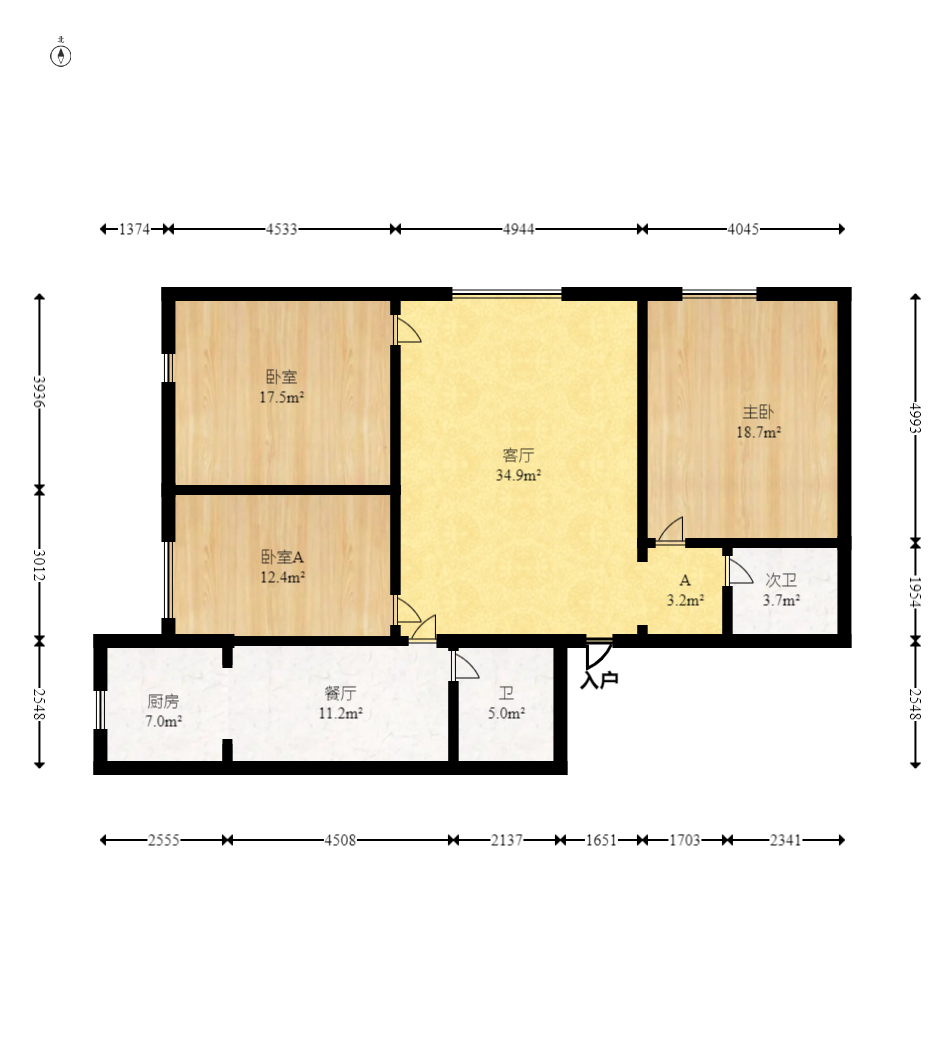 板桥小区  3室2厅2卫    49.8万室内图1