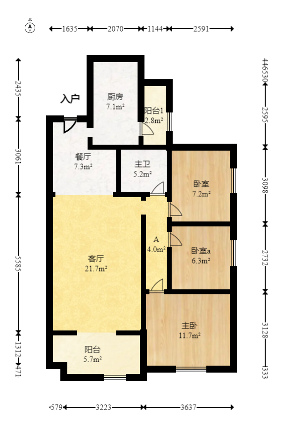 山水湾 3室2厅1卫 75.0万 山水湾 3室2厅1卫 75.0万户型图