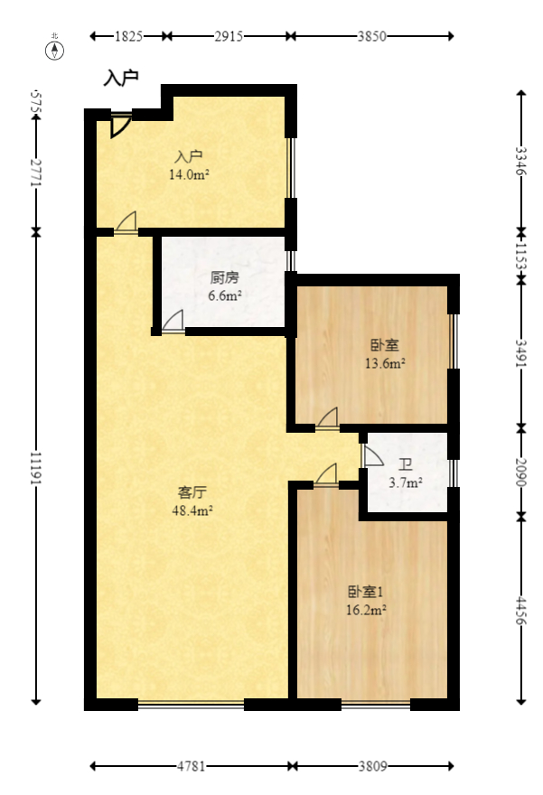 盛地尊域  3室2厅1卫   80.00万室内图1