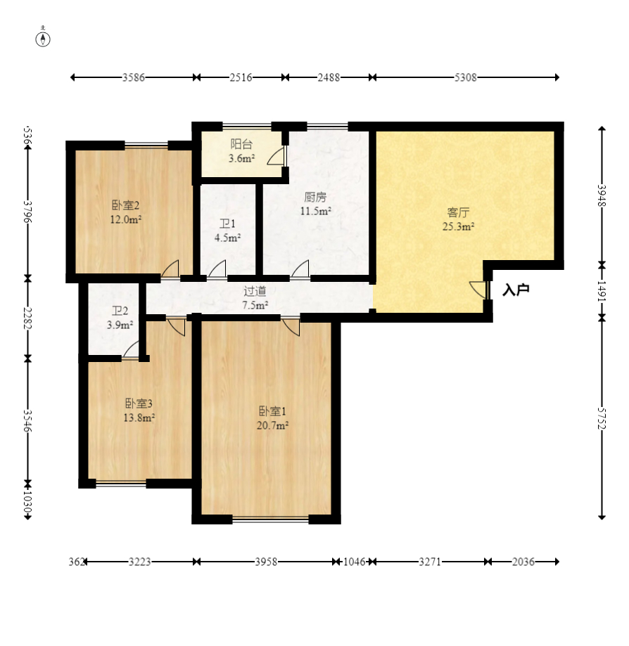 浩龙音乐界  3室2厅1卫    65.0万 浩龙音乐界  3室2厅1卫    65.0万户型图
