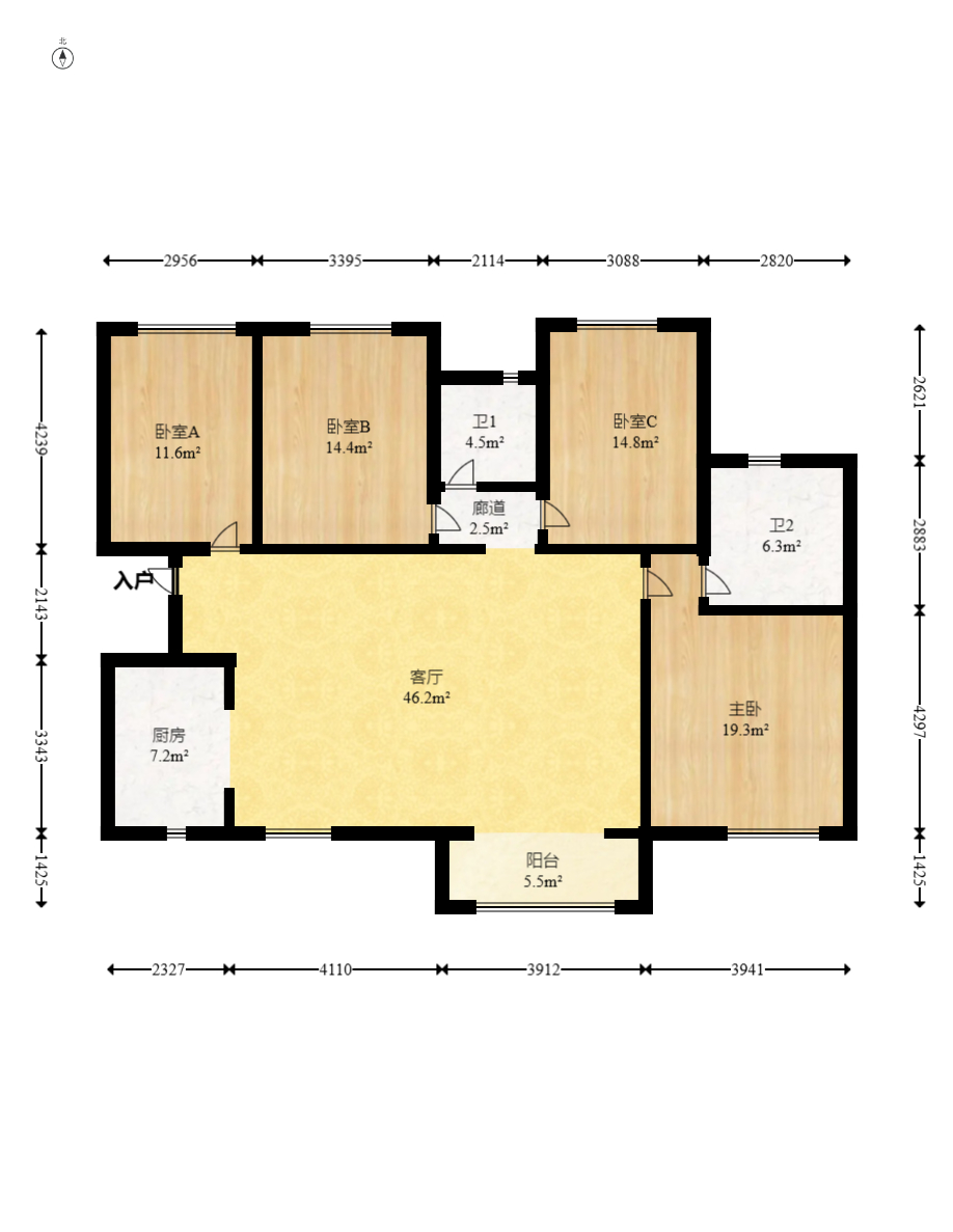 米兰春天 4室2厅2卫 79.5万 米兰春天 4室2厅2卫 79.5万户型图