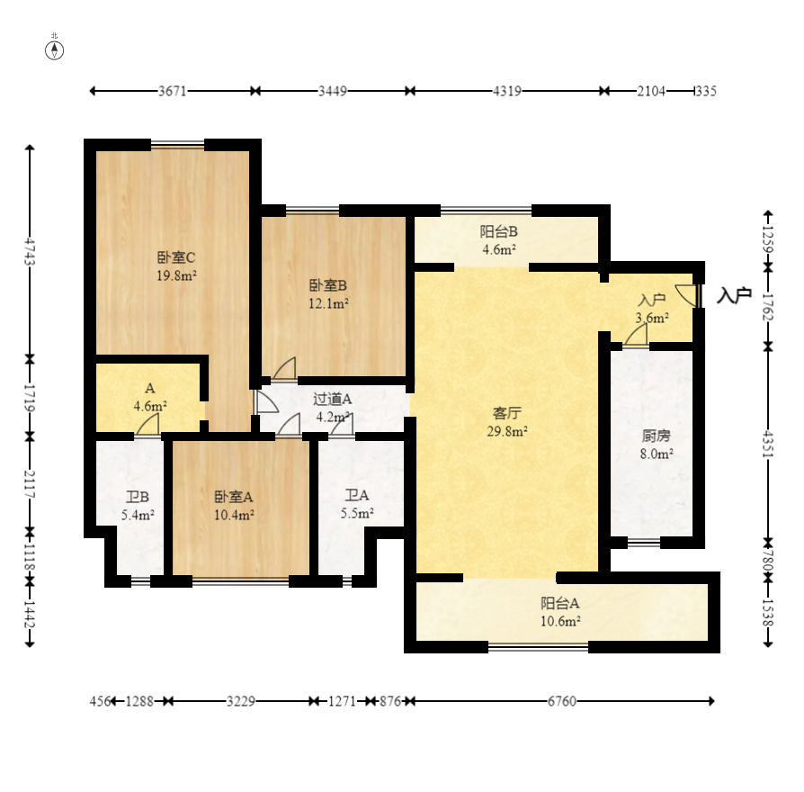 恒大上林苑 3室2厅2卫 128.0万 恒大上林苑 3室2厅2卫 128.0万户型图