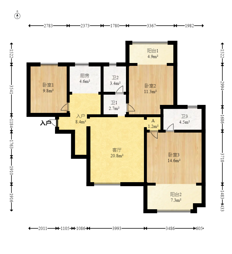 东玺门  3室2厅1卫    88.0万 东玺门  3室2厅1卫    88.0万户型图