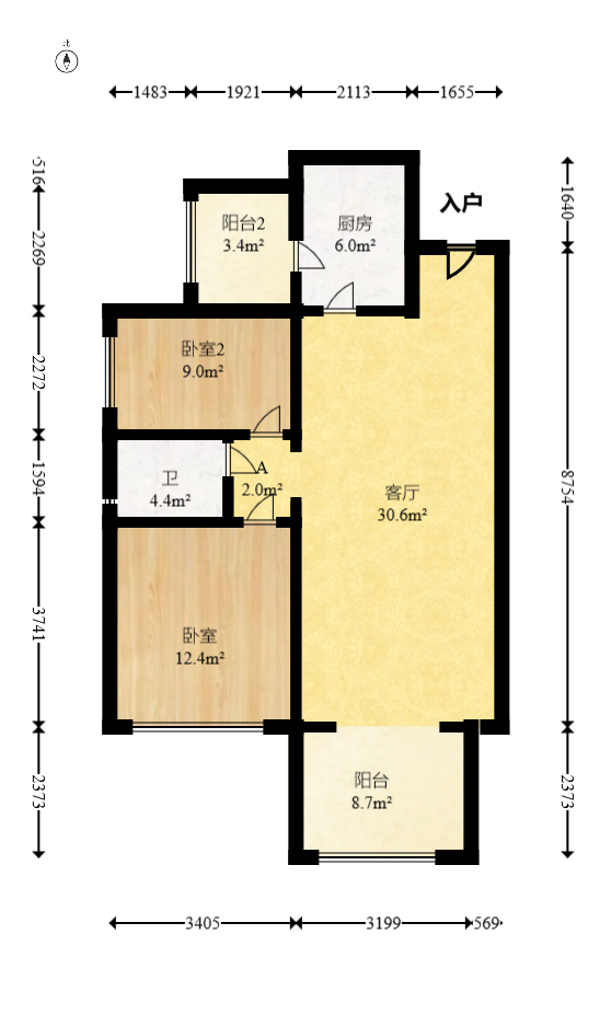 恒大华府 2室2厅1卫 128.0万 恒大华府 2室2厅1卫 128.0万户型图