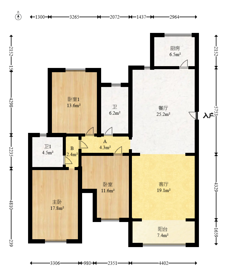 山水湾 3室2厅2卫 81.00万 山水湾 3室2厅2卫 81.00万户型图