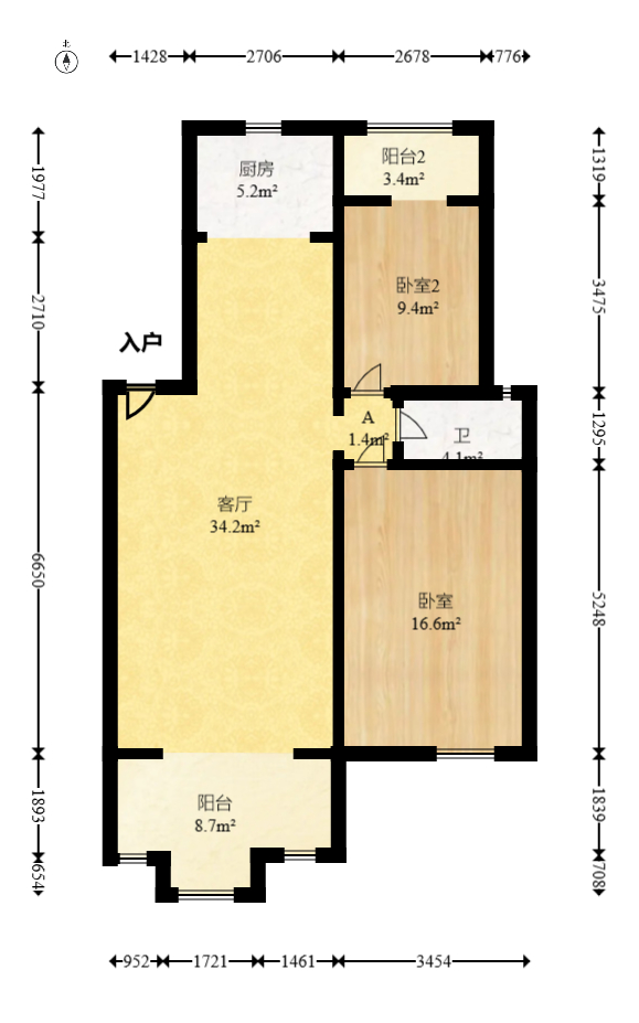 水木兰庭  2室2厅1卫   69.80万室内图1
